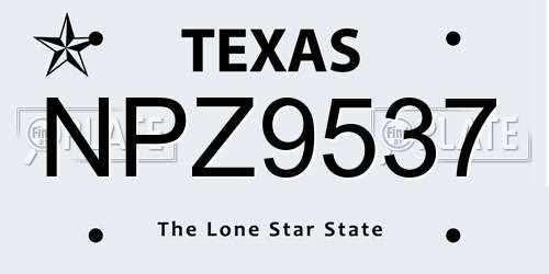 NPZ9537 Texas License Plate