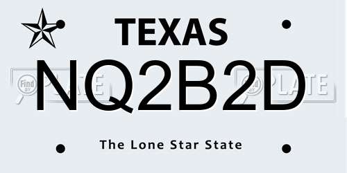 NQ2B2D Texas License Plate