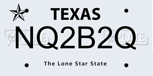 NQ2B2Q Texas License Plate