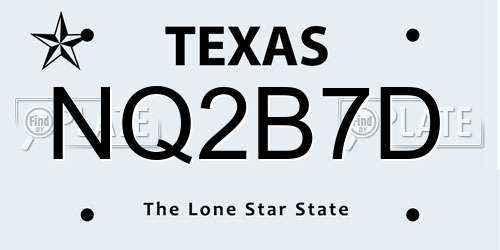 NQ2B7D Texas License Plate