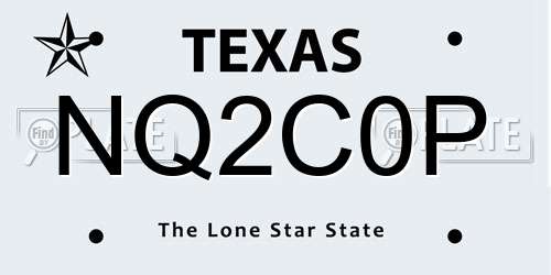 NQ2C0P Texas License Plate