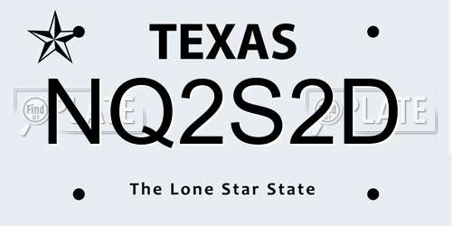 NQ2S2D Texas License Plate