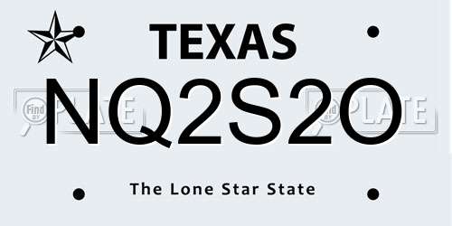 NQ2S2O Texas License Plate