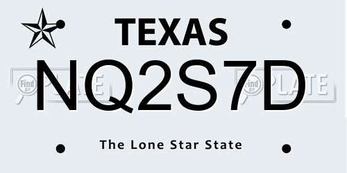 NQ2S7D Texas License Plate