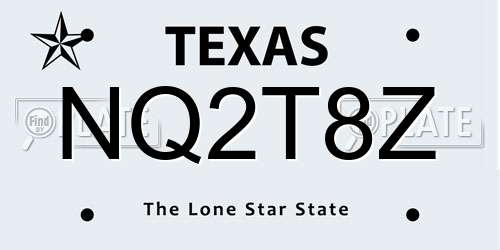 NQ2T8Z Texas License Plate