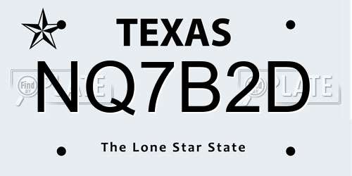 NQ7B2D Texas License Plate
