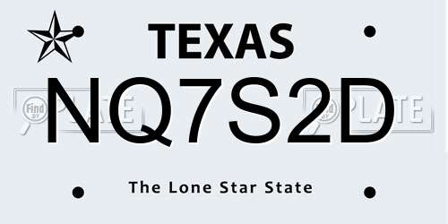 NQ7S2D Texas License Plate
