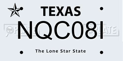 NQC08I Texas License Plate