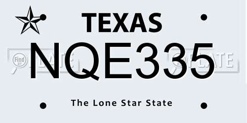 NQE335 Texas License Plate
