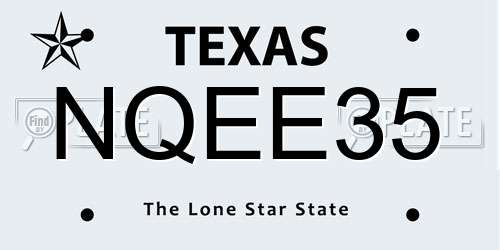 NQEE35 Texas License Plate