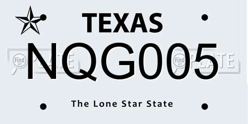 NQG005 Texas License Plate