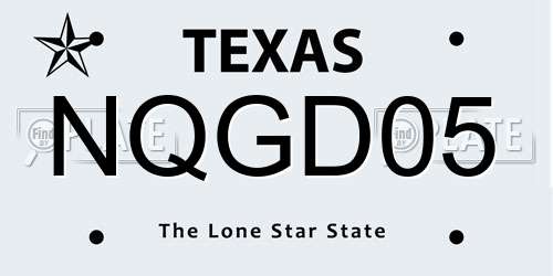 NQGD05 Texas License Plate