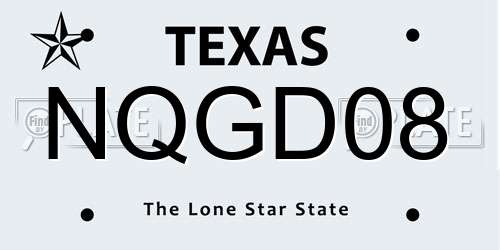 NQGD08 Texas License Plate