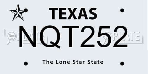 NQT252 Texas License Plate