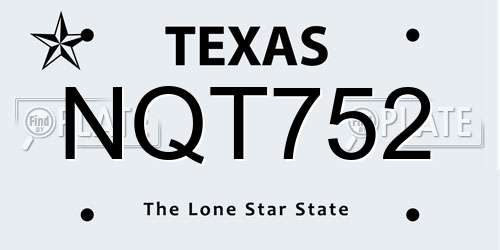 NQT752 Texas License Plate