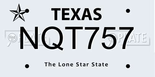 NQT757 Texas License Plate