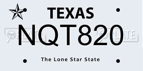 NQT820 Texas License Plate