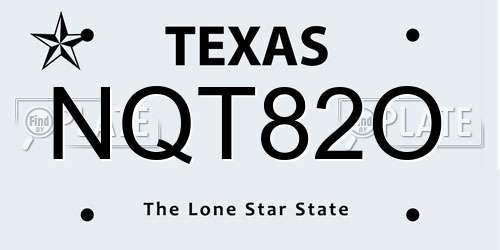 NQT82O Texas License Plate