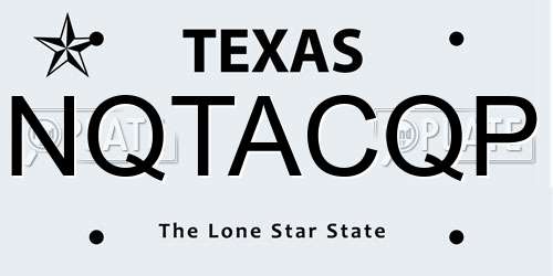 NQTACQP Texas License Plate
