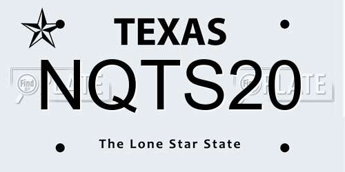 NQTS20 Texas License Plate