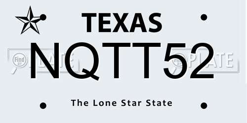 NQTT52 Texas License Plate