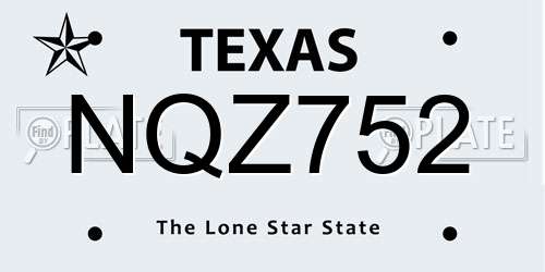 NQZ752 Texas License Plate