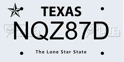 NQZ87D Texas License Plate
