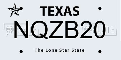 NQZB20 Texas License Plate