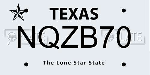 NQZB70 Texas License Plate