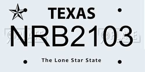 NRB2103 Texas License Plate