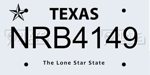 NRB4149 Texas License Plate