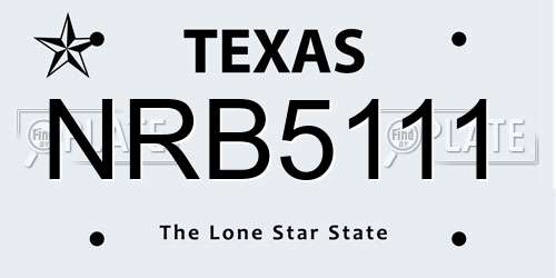 NRB5111 Texas License Plate