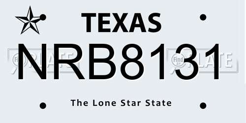 NRB8131 Texas License Plate