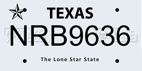 NRB9636 Texas License Plate