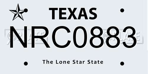 NRC0883 Texas License Plate