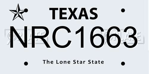 NRC1663 Texas License Plate