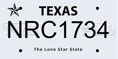 NRC1734 Texas License Plate