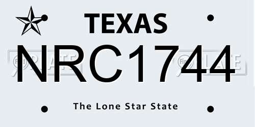 NRC1744 Texas License Plate