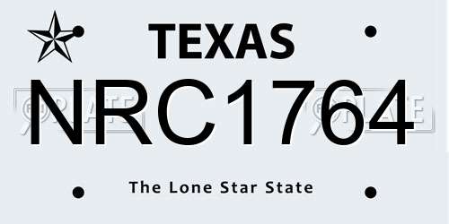 NRC1764 Texas License Plate