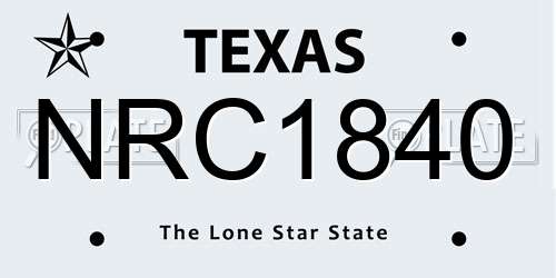 NRC1840 Texas License Plate