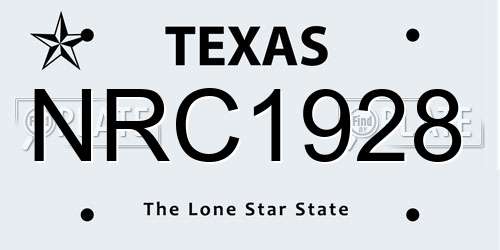 NRC1928 Texas License Plate