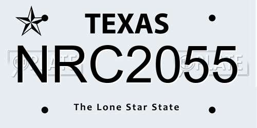 NRC2055 Texas License Plate
