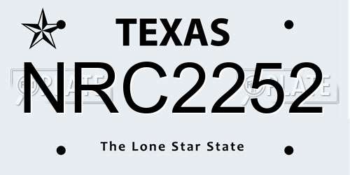 NRC2252 Texas License Plate