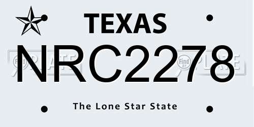 NRC2278 Texas License Plate