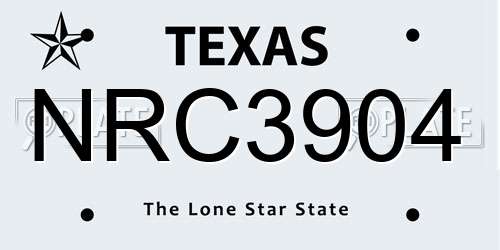 NRC3904 Texas License Plate