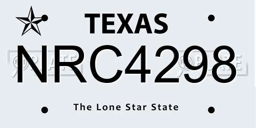 NRC4298 Texas License Plate