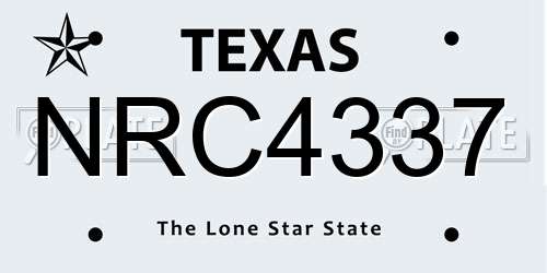 NRC4337 Texas License Plate