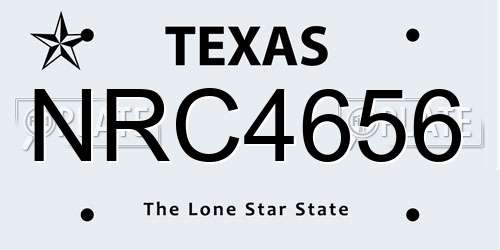 NRC4656 Texas License Plate