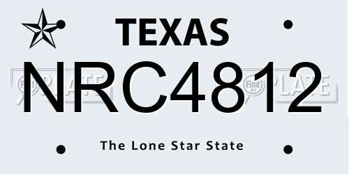 NRC4812 Texas License Plate