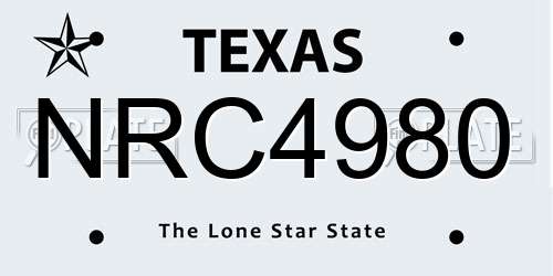 NRC4980 Texas License Plate